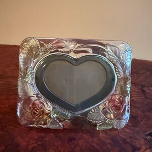 Vintage Crystal Glass Studio Nova Rose Glass Flower photo frame - 3x4”